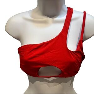 Yandy One Shoulder Cutout Underboob Bikini Top Red Size Medium New with Tag